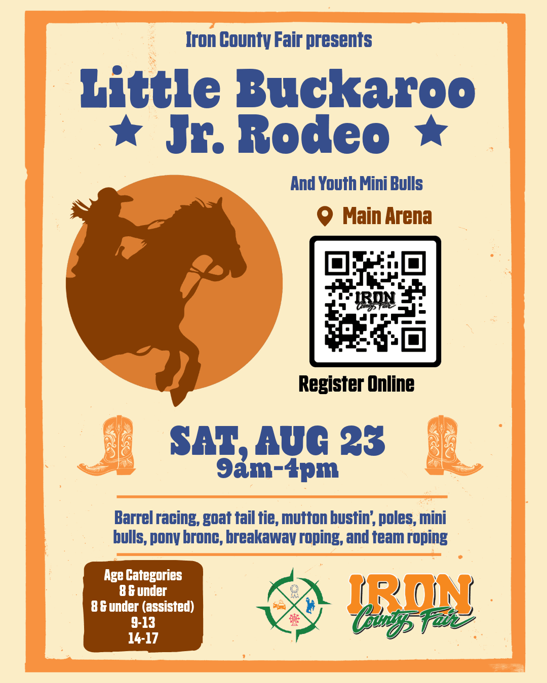 Little Buckaroo Rodeo flyer with event details and registration information.