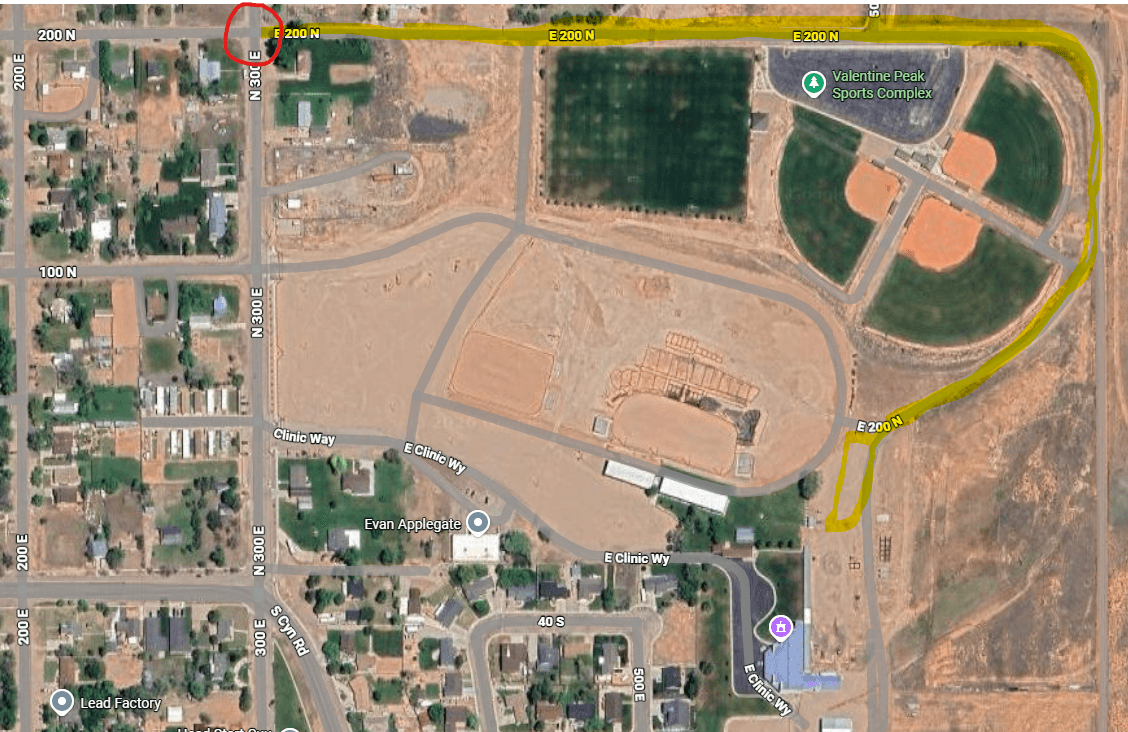 Direction guide for reaching the Iron County Fairgrounds from I-15 Exit 78