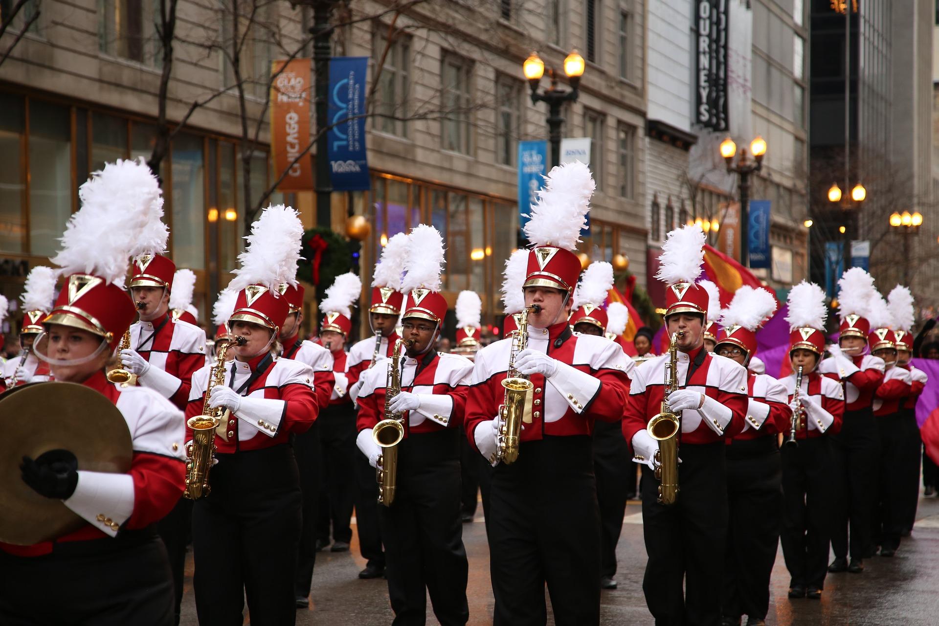 Image of marching band in the streets
