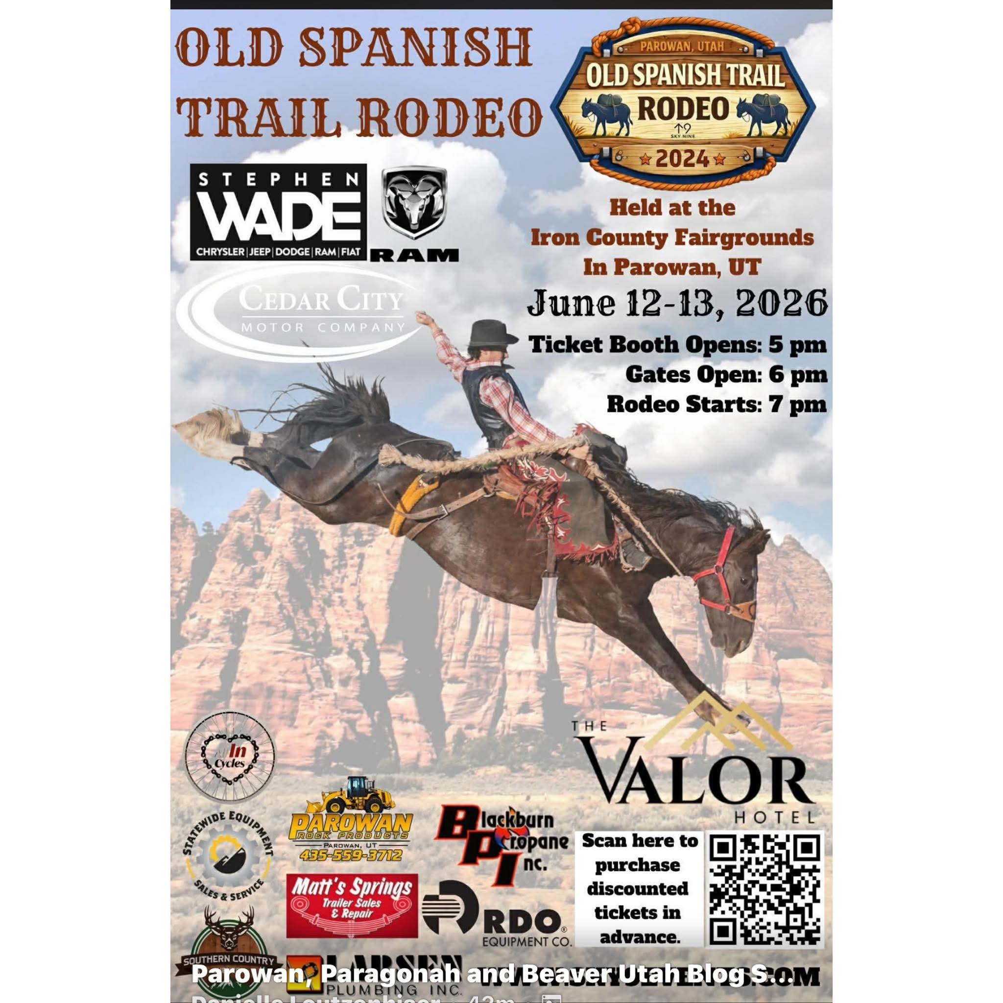 June 12-13 | 7 PM Old spanish trail rodeo at the Iron County Fairgrounds